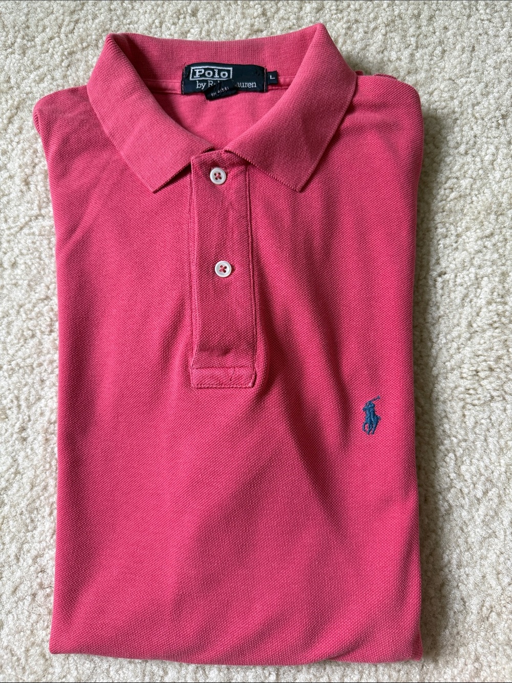 Polo by Ralph Lauren!!! In Pink Polo size L 100% cotton Made